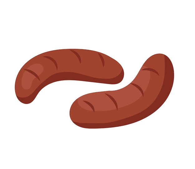 Konzept Fleischproduktwürste Dies ist eine flache Cartoon-Illustration eines köstlichen Wurstprodukts