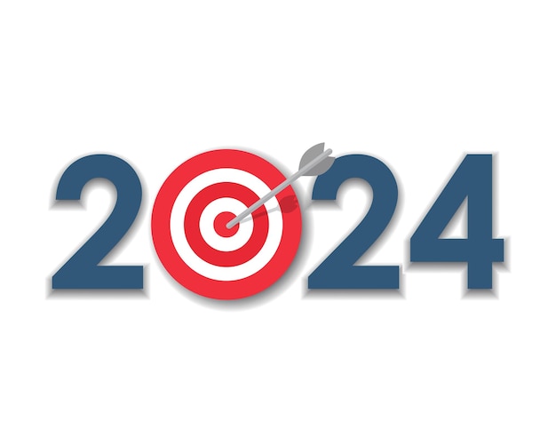 Konzept für zukünftigen Erfolg und Planung für Ziele im Jahr 2024 Glückliches neues Jahr 2024 Design