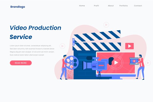 Konzept Landing Page der Videoproduktion