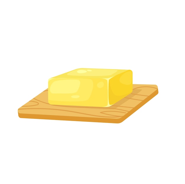 Vektor konzept zum kochen von butter die illustration zeigt ein cartoon-design eines butterblocks