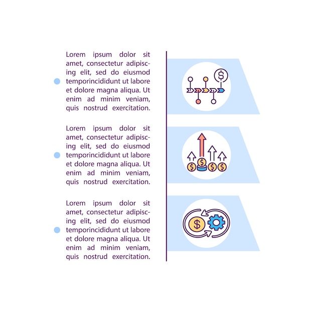 Vektor konzeptikon für feste und variable gemeinkosten mit text. herstellungskosten für unternehmen. ppt-seitenvorlage.