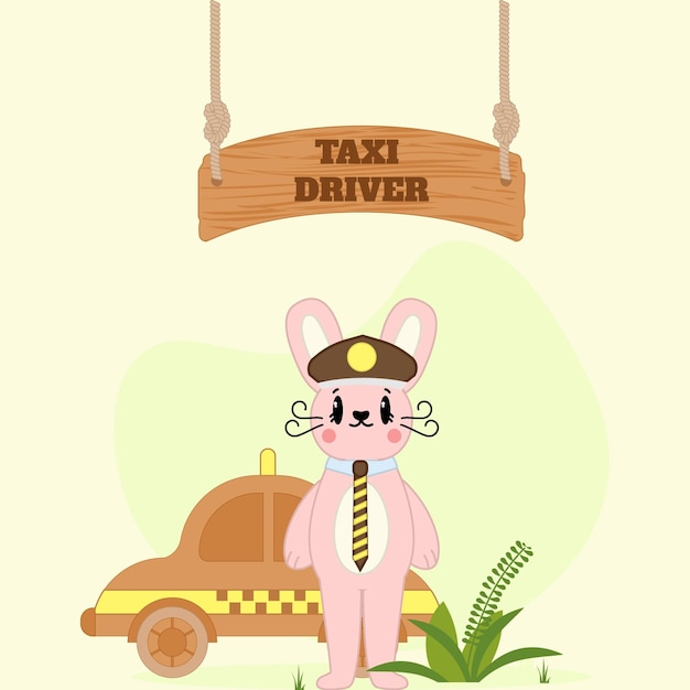 Konzeptillustration für Taxifahrer Kaninchen für Kinder