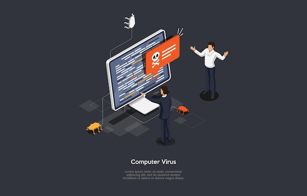 Konzeptionelle Illustration der Computer-Internet-Virus-Idee.