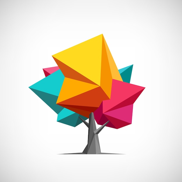 Konzeptioneller polygonaler Baum Abstrakter Vektor Illustration Low-Poly-Stil