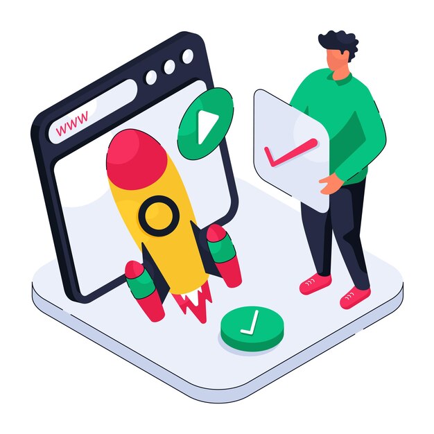 Konzeptuelle Design-Illustration für den Web-Launch