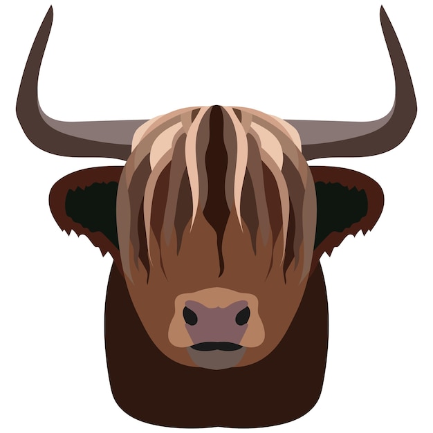 Vektor kopf eines wilden yaks porträt einer rinderkuh isoliert auf weißem hintergrund gestaltungselement für logo poster karte banner emblem t-shirt vektor-illustration