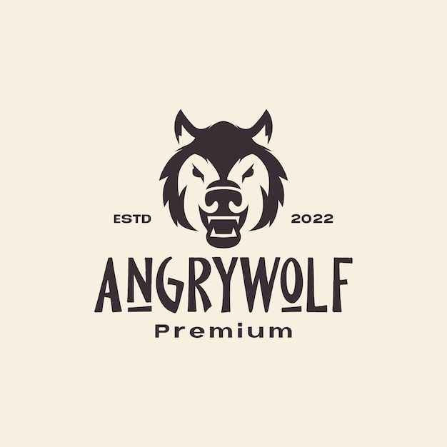 Kopf gesicht wolf wütend vintage logo design vektorgrafik symbol symbol illustration kreative idee