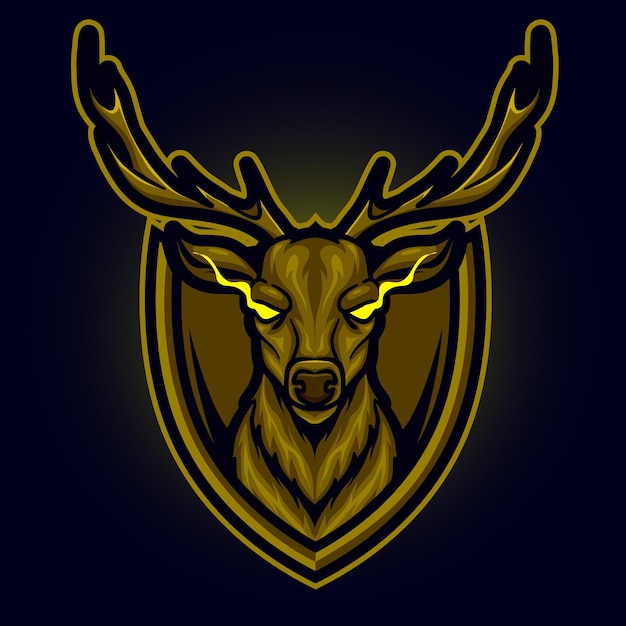 Kopf hirsch maskottchen esports logo vektor-illustration