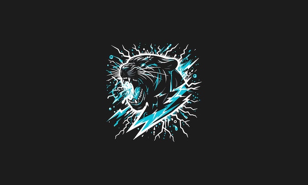 Vektor kopf-panther mit blitz-hintergrund-vektor-kunstwerk-design