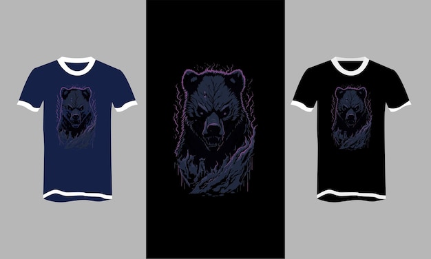 Kopf Schwarzbär Vektor T-Shirt flaches Design