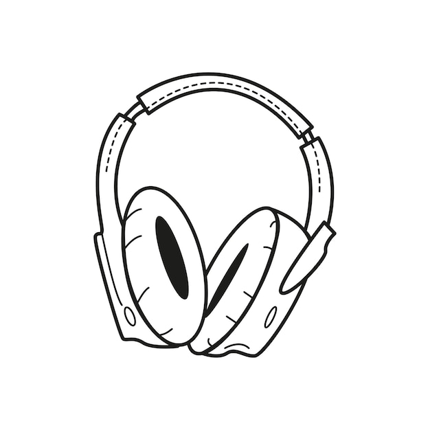 Kopfhörer im doodle-skizzenstil handgezeichnetes drahtloses musikalisches gadget vektor-illustration