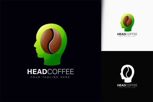 Kopfkaffee-logo-design mit farbverlauf