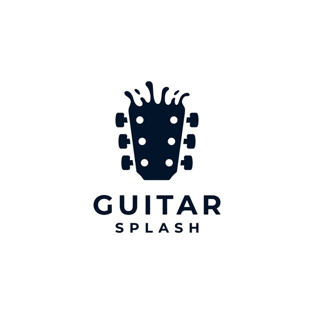 Kopfplatte gitarre musik splash water logo design inspiration