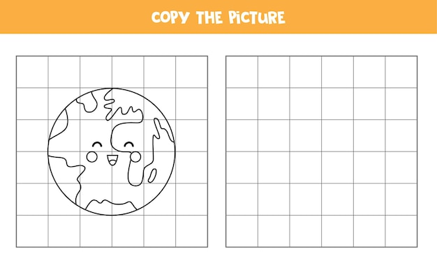 Kopieren sie das bild des niedlichen kawaii erdplaneten