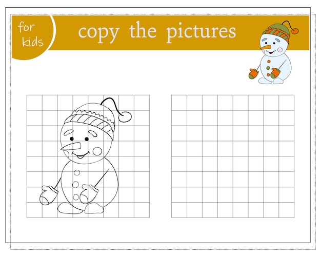 Kopieren Sie das Bild Lernspiele für Kinder Cartoon-Schneemann-Vektor-Illustration
