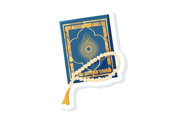 Koran und Tasbih-Aufkleber-Vektor-Illustration