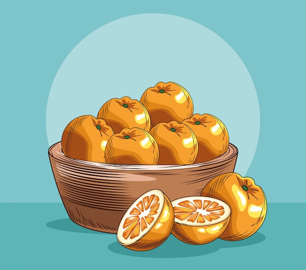 Vektor korb mit frischen früchten der orangen