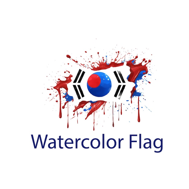 Korea-Flagge im Aquarellspritzer mit Unterstützungsbotschaftsvektordesign auf weißem Hintergrund