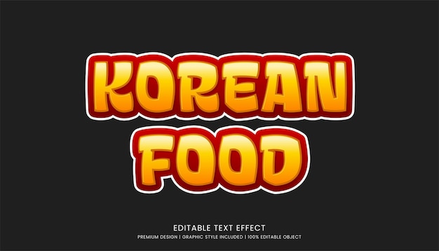 Vektor koreanische lebensmittel-text-effekt-vorlage bearbeitbares design für geschäftslogo und marke