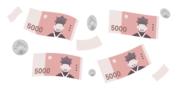 Vektor koreanisches geld 5000 won illustration