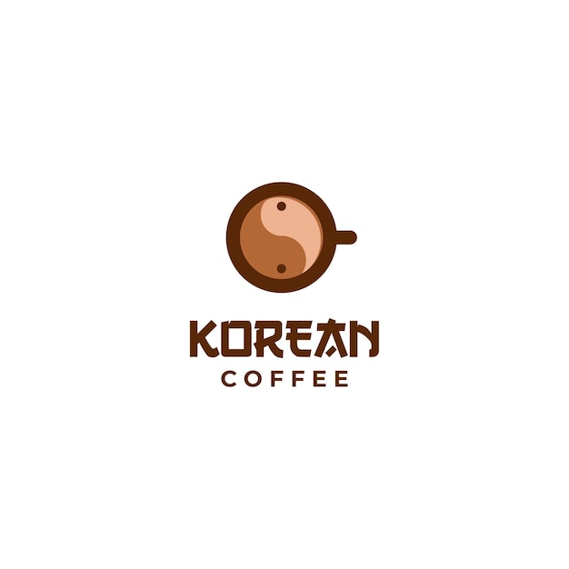 Koreanisches kaffee-logo-design auf isoliertem hintergrund