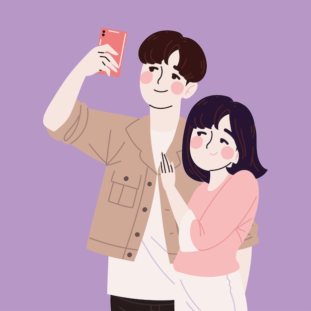 Koreanisches Paar macht Selfie