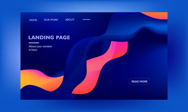 Korporative landingpage-webdesignschablone auf blau