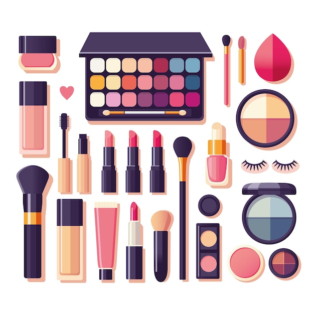 Kosmetik im flachen Illustrationsstil Schönheit Mode Glamour