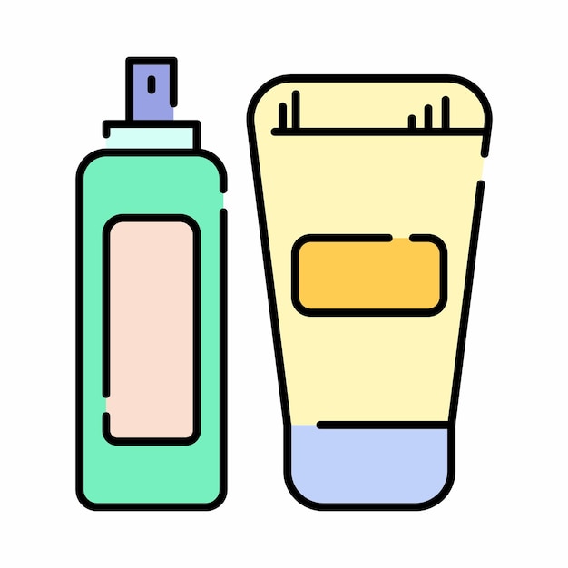 Kosmetik-lotion-hautpflege-flasche, buntes umriss-icon-design