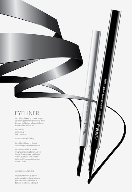 Kosmetischer eyeliner mit verpackungsplakat-design-illustration