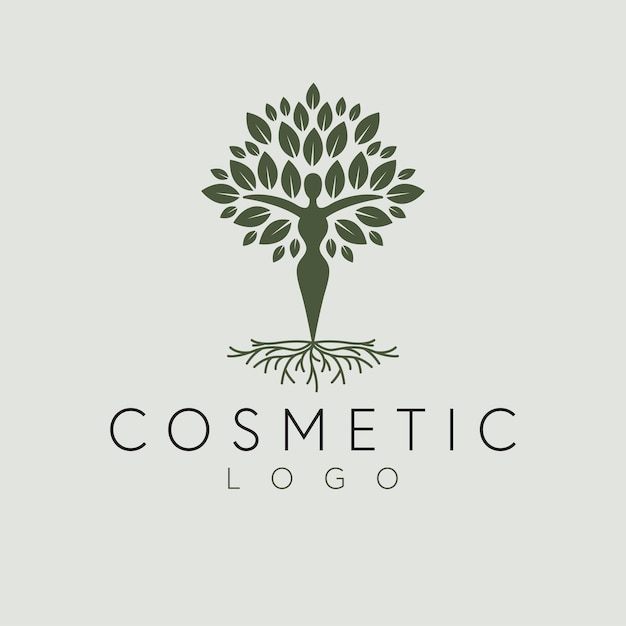 Kosmetisches vektor-logo-design. frauen- und baum-logo. abstrakte wachstumssymbol-logo-vorlage