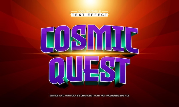 kosmische Quest bearbeitbare Text-Effekt mit einer Galaxie und kosmischen Text-Stil