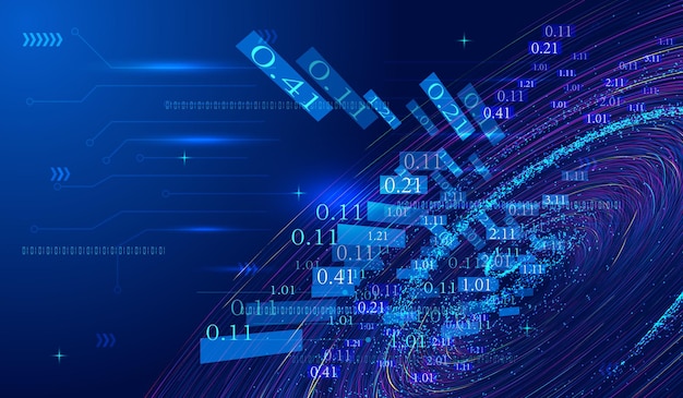 Kosmischer Wirbel dynamischer Partikel Datennetzwerktechnologie großer Datenvektorhintergrund