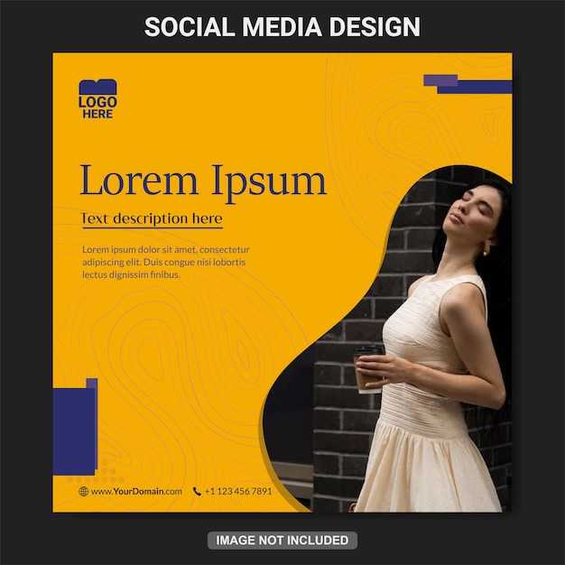 Vektor kostenlose gelbe vorlage social media post design modisch