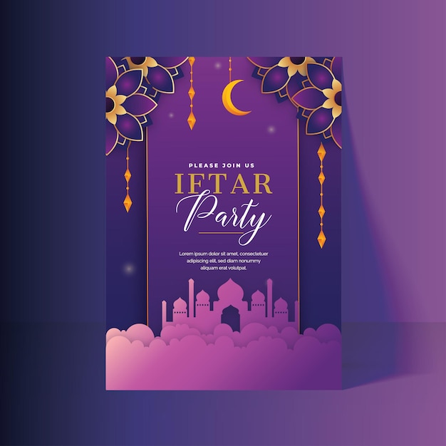 Kostenlose Vektor-Gradienten-Eid-Alfitr-Flyer-Designs-Vorlage