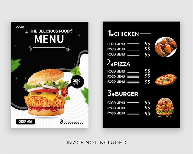 Kostenlose Vektor-Menüvorlage für Fast-Food-Restaurants
