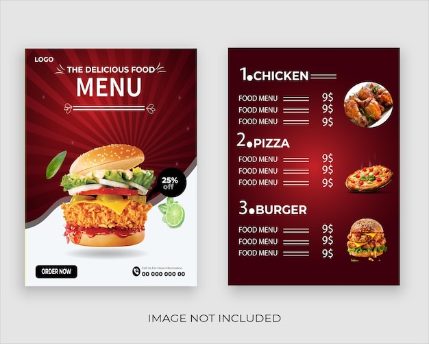 Kostenlose Vektor-Menüvorlage für Fast-Food-Restaurants