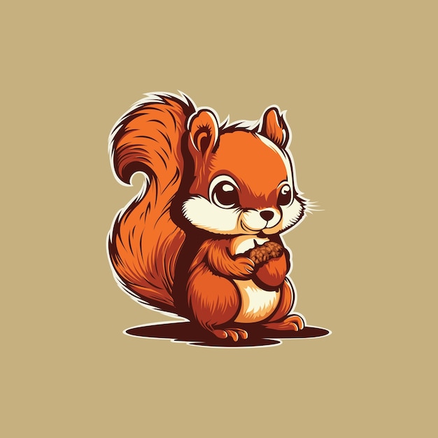 Kostenlose Vektor-niedliche Cartoon-Eichhörnchen-Ilustration