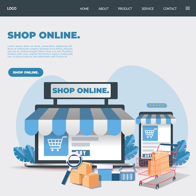 Kostenlose Vektor-Online-Shop-Flachkomposition