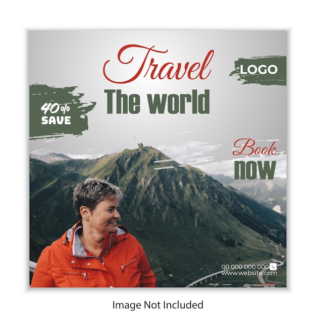 Kostenlose Vektor-Tour und Reise-Instagram-Post oder Social-Media-Post-Design