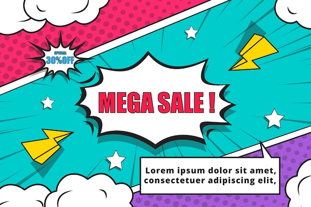 Kostenlose Vektor-Verkaufsbanner im Comic-Stil