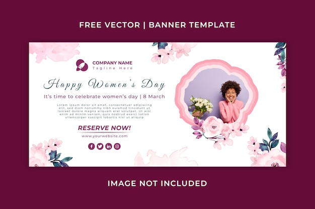 Kostenlose Vektorbanner-Vorlage für den internationalen Frauentag rosa weiß