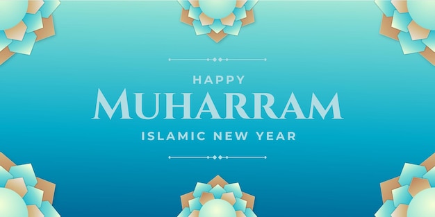 Kostenlose vektorgrafik-grußkartenvorlage mit realistischem farbverlauf für das islamische neujahr