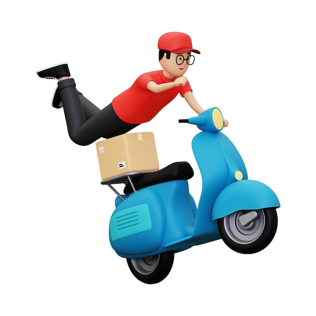 Kostenloser Vektor 3D-Lieferant geht zum Lieferpaket