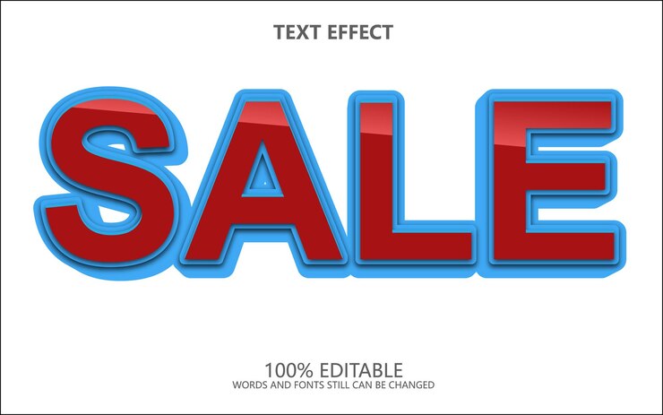 Kostenloser Vektor editierbarer Verkaufstexteffekt 3D-Texteffekt