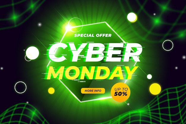 Kostenloser Vektor-Gradienten-futuristischer Cyber-Monday-Hintergrund