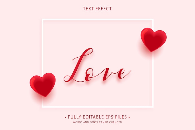 Kostenloser Vektor-Stil-Liebestext für den Valentinstag mit hervorragenden 3D-Buchstaben