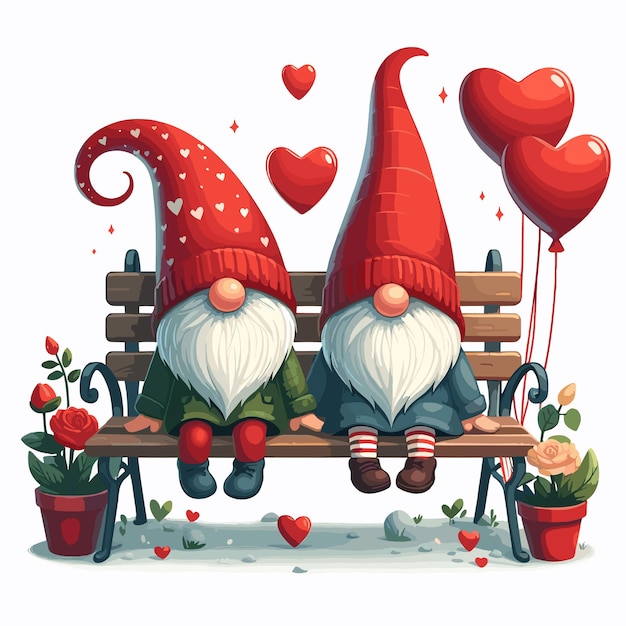 Kostenloser vektor valentinstag romantisches gnome-paar