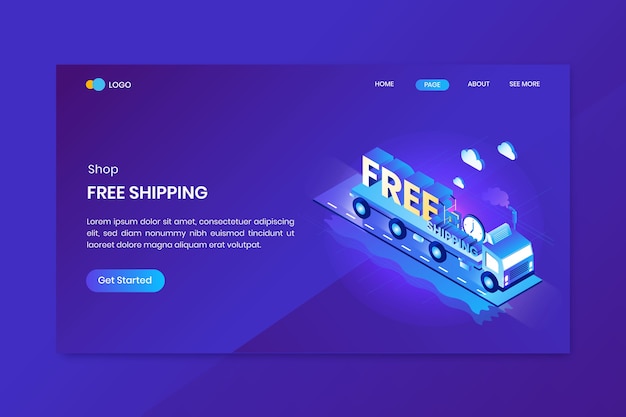 Kostenloser versand isometric concept landing page