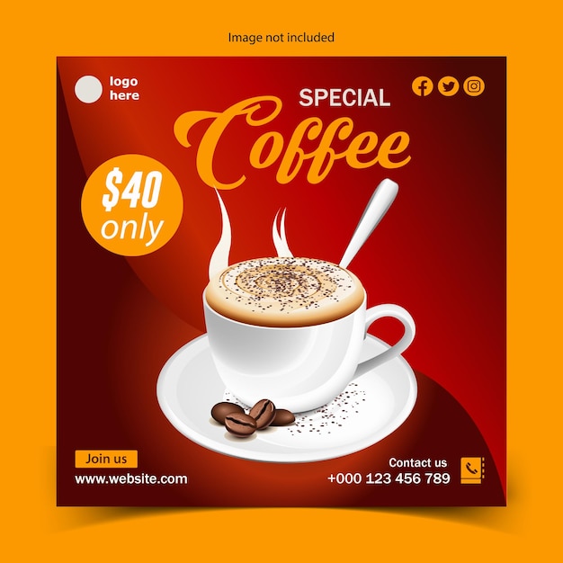 Kostenloses PSD-Sonderkaffee-Sozialmedia-Design